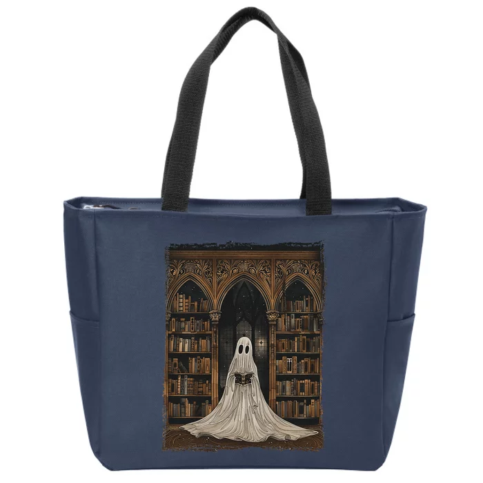 Reading Ghost Library Halloween Librarian Book Lovers Zip Tote Bag