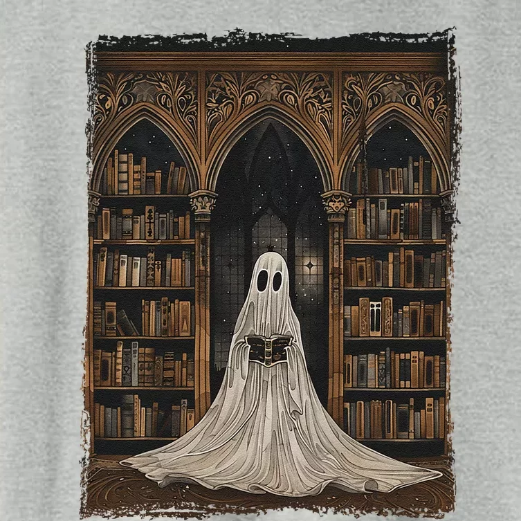 Reading Ghost Library Halloween Librarian Book Lovers Women's Crop Top Tee