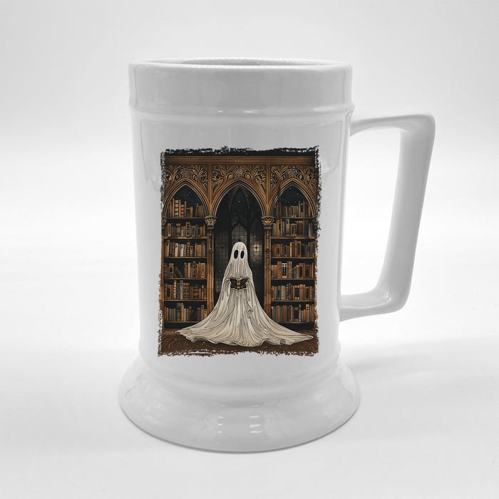 Reading Ghost Library Halloween Librarian Book Lovers Front & Back Beer Stein