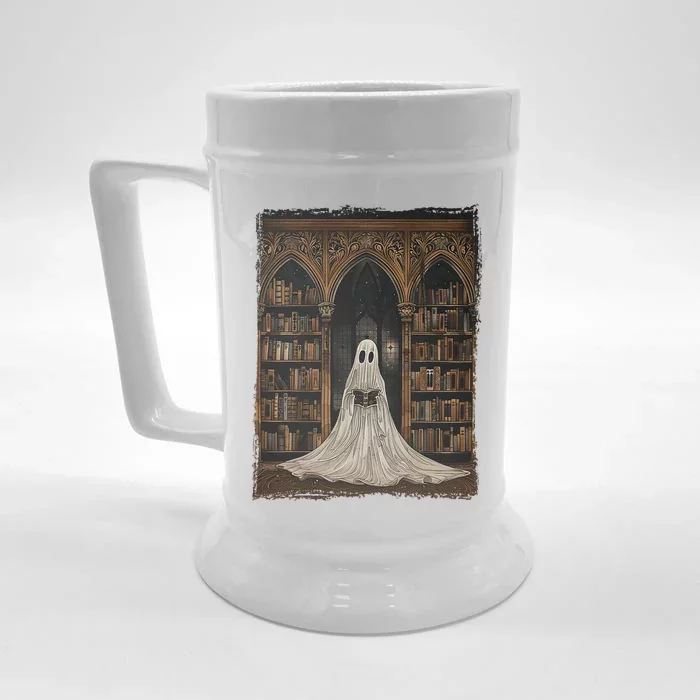 Reading Ghost Library Halloween Librarian Book Lovers Front & Back Beer Stein