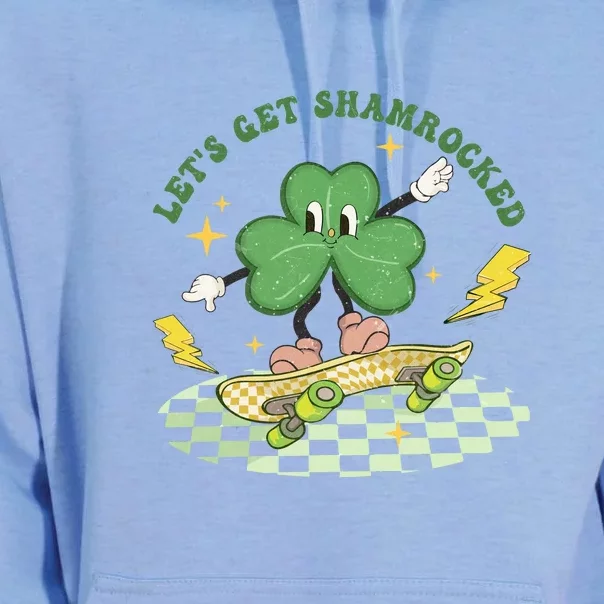 Retro Groovy Let's Get Shamrocked Lucky St Patrick Day Cute Clover Unisex Surf Hoodie