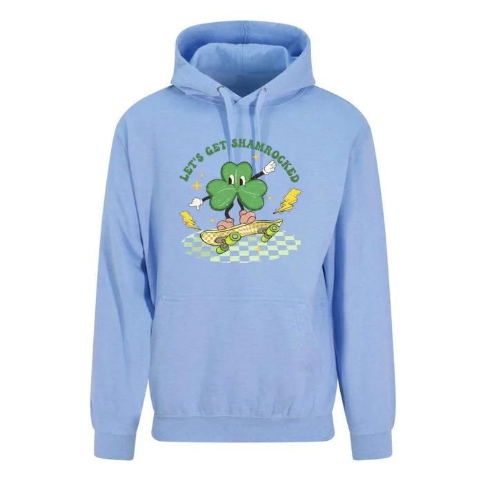 Retro Groovy Let's Get Shamrocked Lucky St Patrick Day Cute Clover Unisex Surf Hoodie