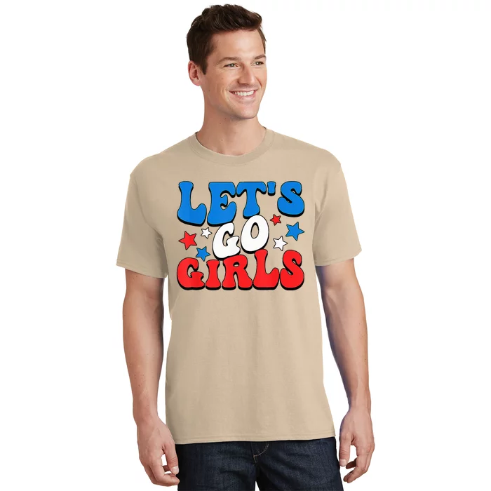 Retro Groovy Lets Go Girl 4th Of July T-Shirt