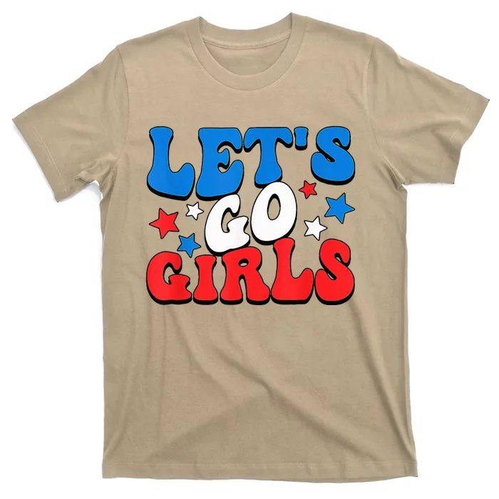 Retro Groovy Lets Go Girl 4th Of July T-Shirt