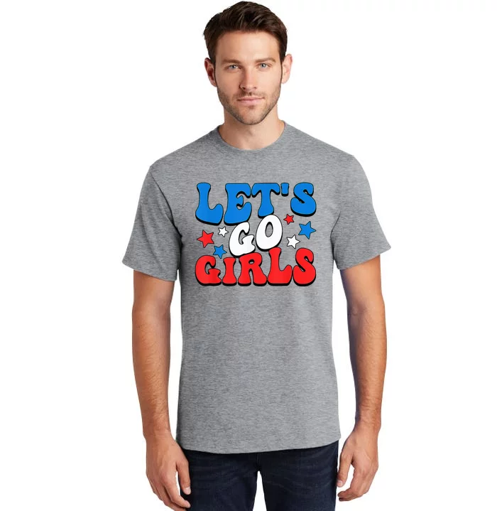 Retro Groovy Lets Go Girl 4th Of July Tall T-Shirt