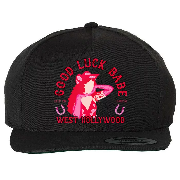 Retro Good Luck Babe Western Cowgirl Pony Club Disco Wool Snapback Cap