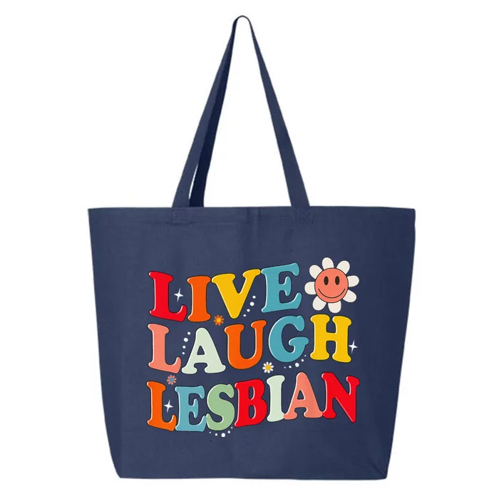 Retro Groovy Lesbian Pride Live Laugh Lesbian Birthday 25L Jumbo Tote