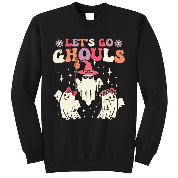 Retro Groovy Let's Go Ghouls Halloween Ghost Outfit Costume Tall Sweatshirt