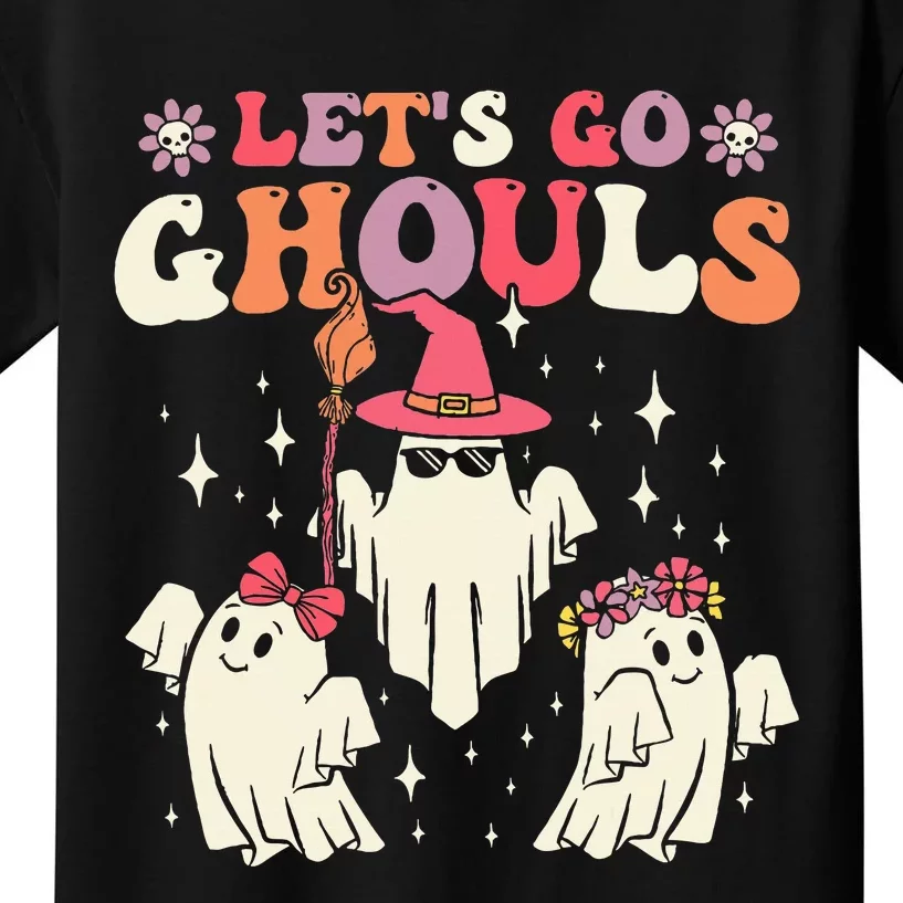 Retro Groovy Let's Go Ghouls Halloween Ghost Outfit Costume Kids T-Shirt