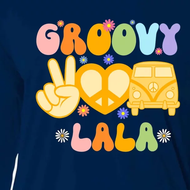 Retro Groovy Lala Grandma Hippie Family Matching Mothers Day Cooling Performance Long Sleeve Crew