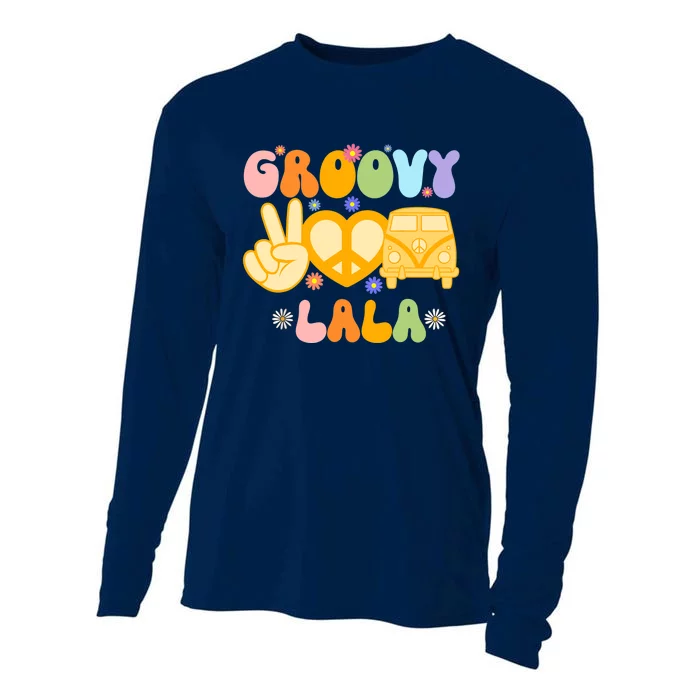 Retro Groovy Lala Grandma Hippie Family Matching Mothers Day Cooling Performance Long Sleeve Crew