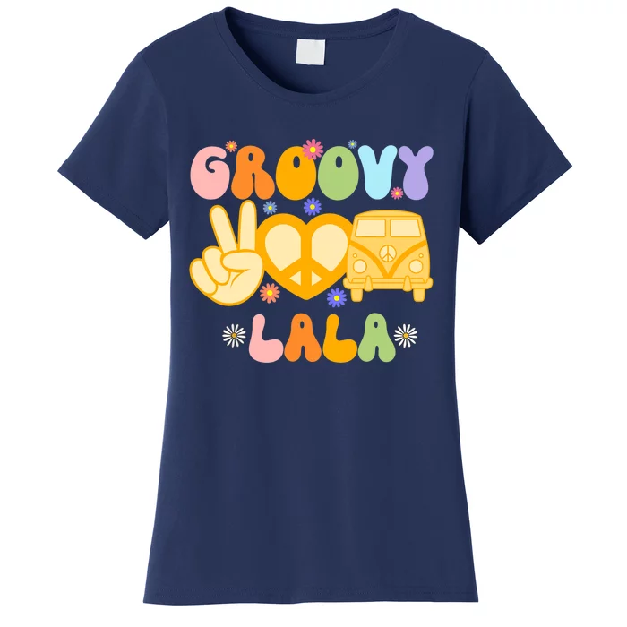 Retro Groovy Lala Grandma Hippie Family Matching Mothers Day Women's T-Shirt