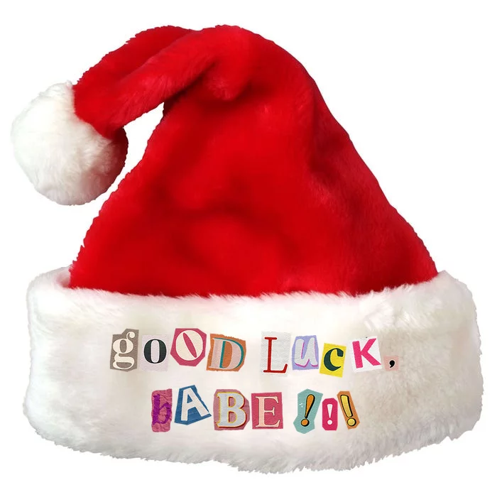 Retro Good Luck Babe Pin.K Cow Premium Christmas Santa Hat