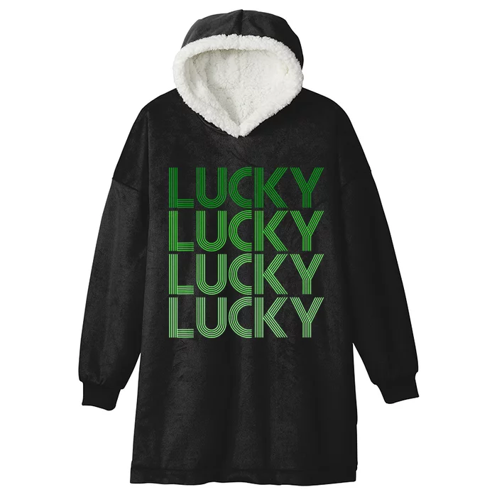 Retro Green Lucky Design For St. Particks Day Hooded Wearable Blanket