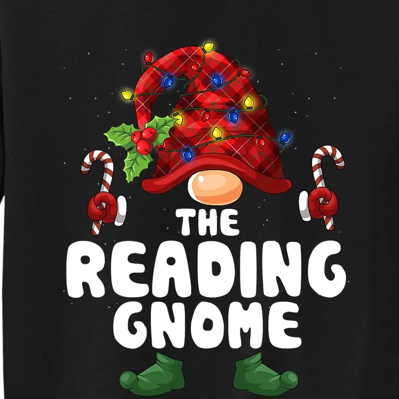 Reading Gnome Lights Buffalo Plaid Matching Family Christmas Tall Sweatshirt