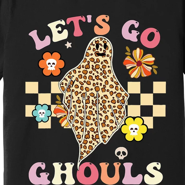 Retro Groovy Lets Go Ghouls Halloween Leopard Ghost Costume Premium T-Shirt