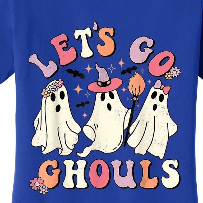 Retro Groovy Let's Go Ghouls Halloween Ghost Outfit Costume Cute Gift Women's T-Shirt