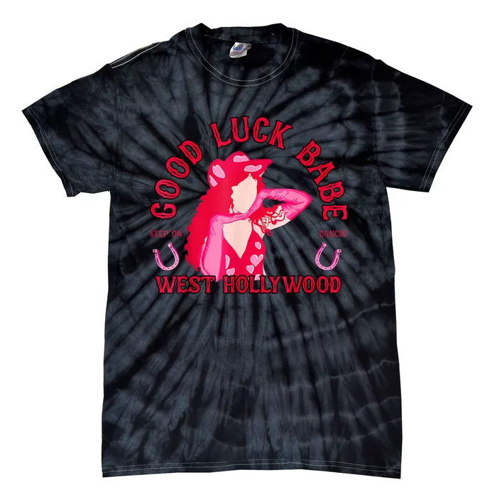 Retro Good Luck Babe Western Cowgirl Pony Club Disco Tie-Dye T-Shirt