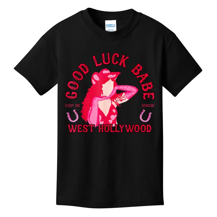 Retro Good Luck Babe Western Cowgirl Pony Club Disco Kids T-Shirt