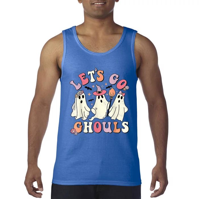 Retro Groovy Let's Go Ghouls Halloween Ghost Outfit Costume Gift Tank Top