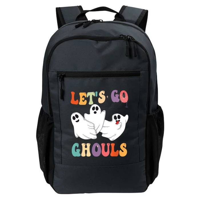 Retro Groovy Lets Go Ghouls Halloween Ghost Outfit Costumes Gift Daily Commute Backpack