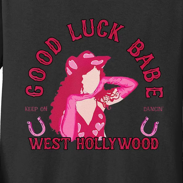 Retro Good Luck Babe Western Cowgirl Pony Club Disco Gift Kids Long Sleeve Shirt