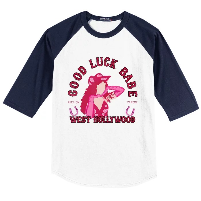 Retro Good Luck Babe Western Cowgirl Pony Club Disco Gift Baseball Sleeve Shirt