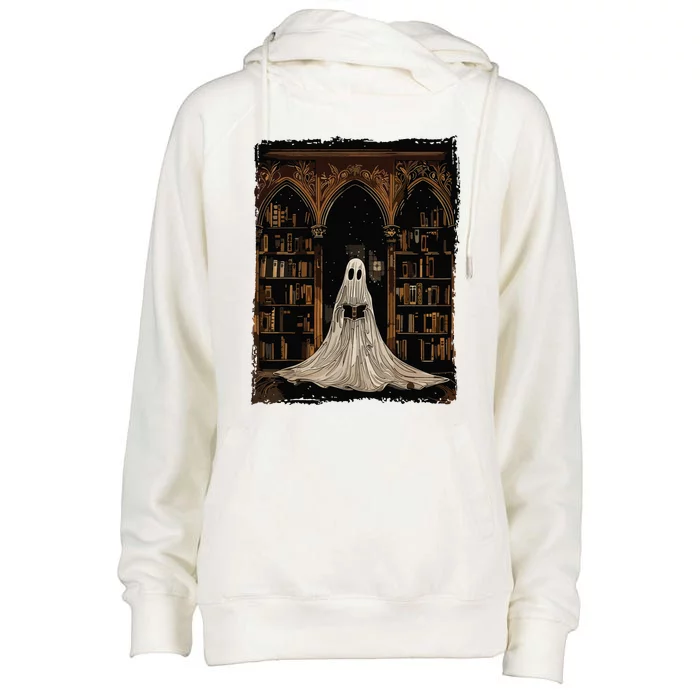 Reading Ghost Library Halloween Librarian Book Lovers Women Womens Funnel Neck Pullover Hood