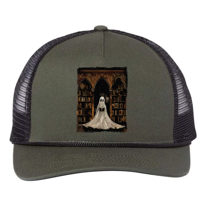 Reading Ghost Library Halloween Librarian Book Lovers Women Retro Rope Trucker Hat Cap