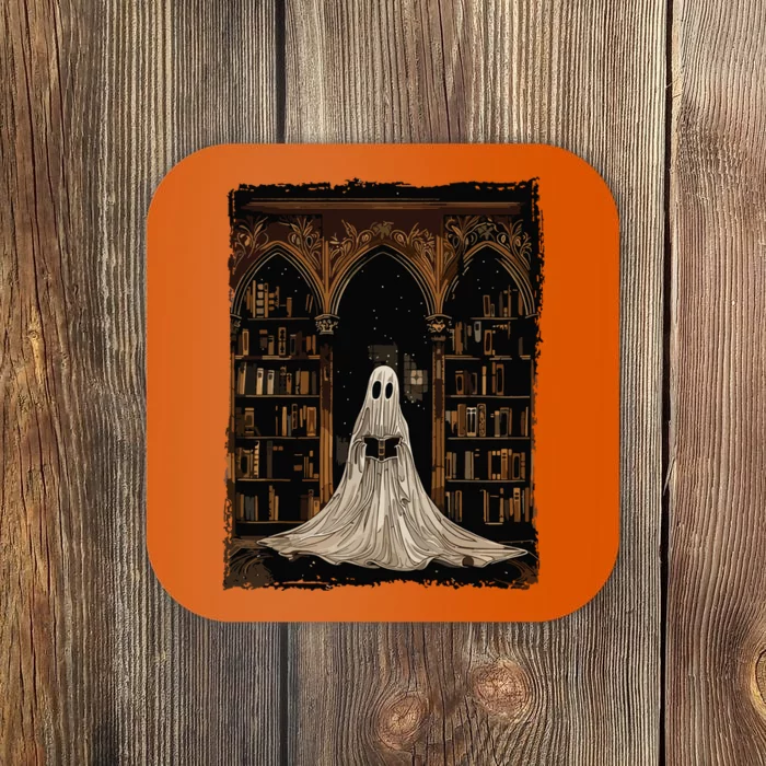 Reading Ghost Library Halloween Librarian Book Lovers Women Coaster