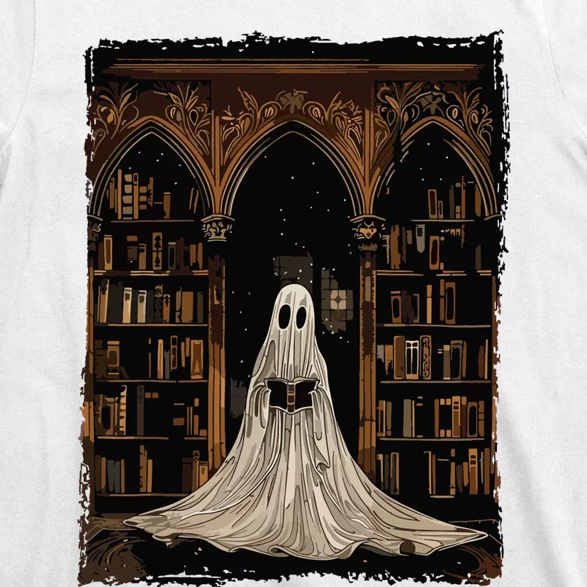 Reading Ghost Library Halloween Librarian Book Lovers Women T-Shirt