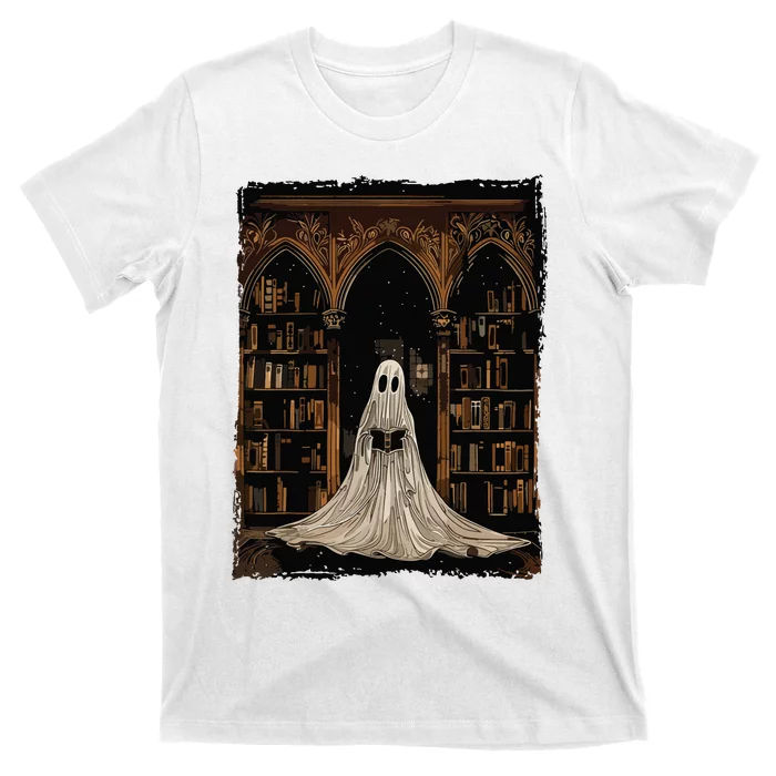 Reading Ghost Library Halloween Librarian Book Lovers Women T-Shirt