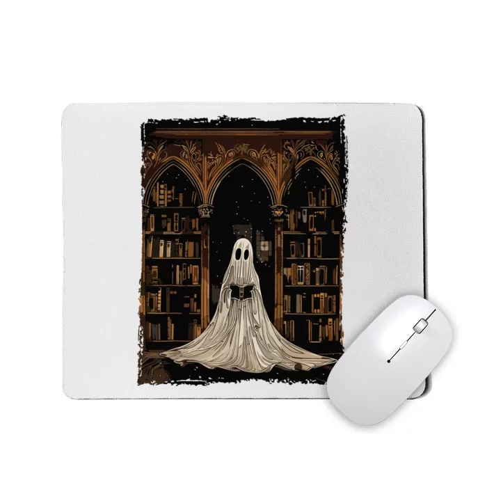 Reading Ghost Library Halloween Librarian Book Lovers Women Mousepad