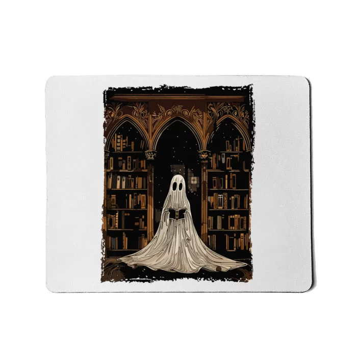 Reading Ghost Library Halloween Librarian Book Lovers Women Mousepad