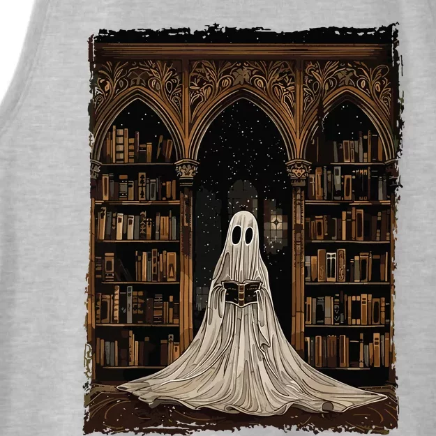 Reading Ghost Library Halloween Librarian Book Lovers Women Ladies Tri-Blend Wicking Tank