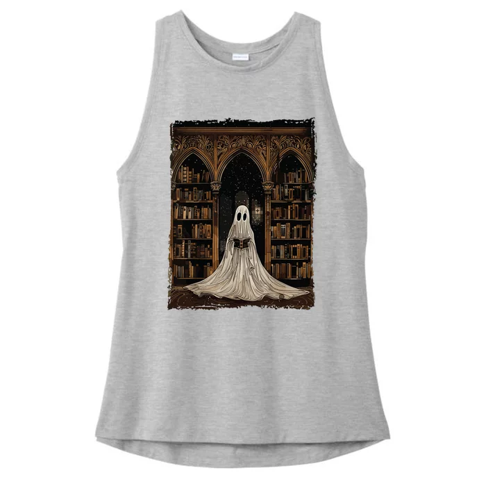 Reading Ghost Library Halloween Librarian Book Lovers Women Ladies Tri-Blend Wicking Tank