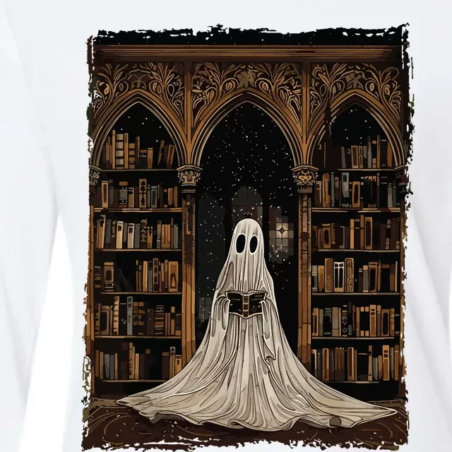 Reading Ghost Library Halloween Librarian Book Lovers Women Womens Cotton Relaxed Long Sleeve T-Shirt