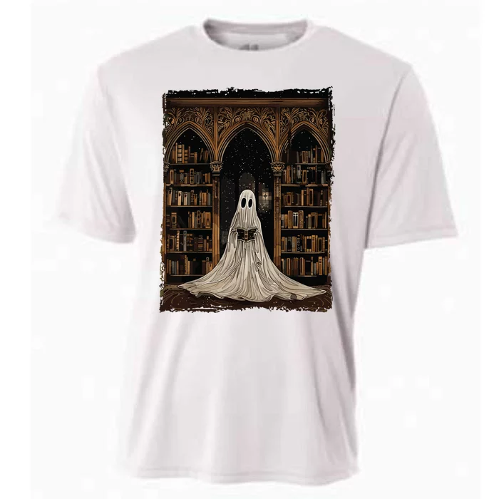 Reading Ghost Library Halloween Librarian Book Lovers Women Cooling Performance Crew T-Shirt