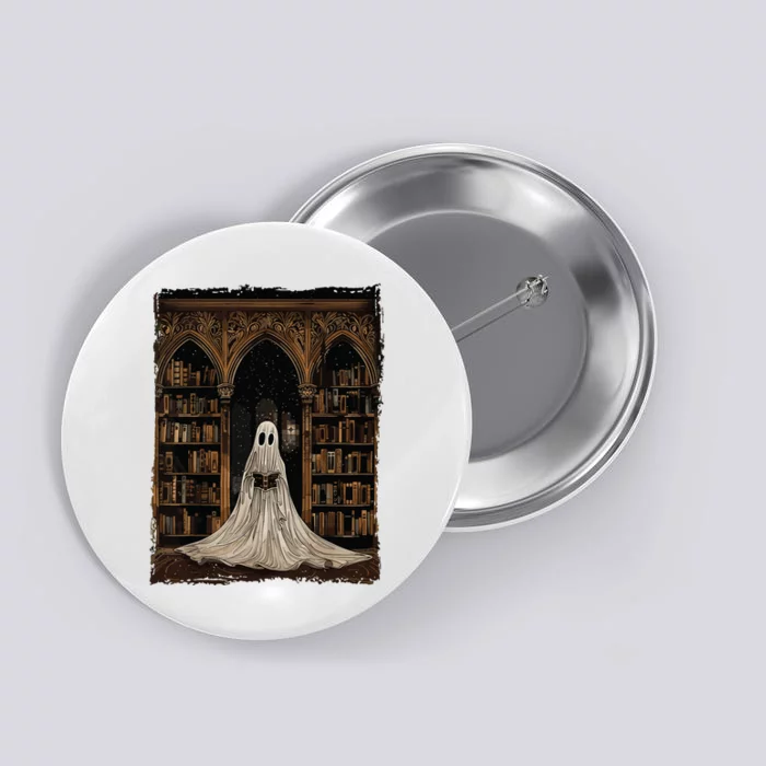 Reading Ghost Library Halloween Librarian Book Lovers Women Button