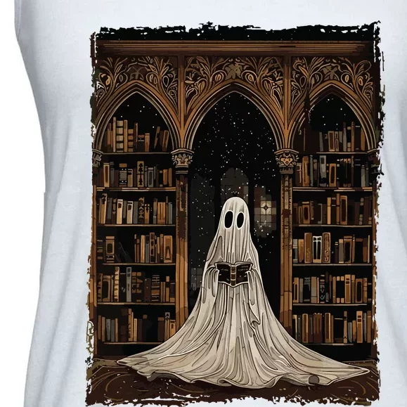 Reading Ghost Library Halloween Librarian Book Lovers Women Ladies Essential Flowy Tank