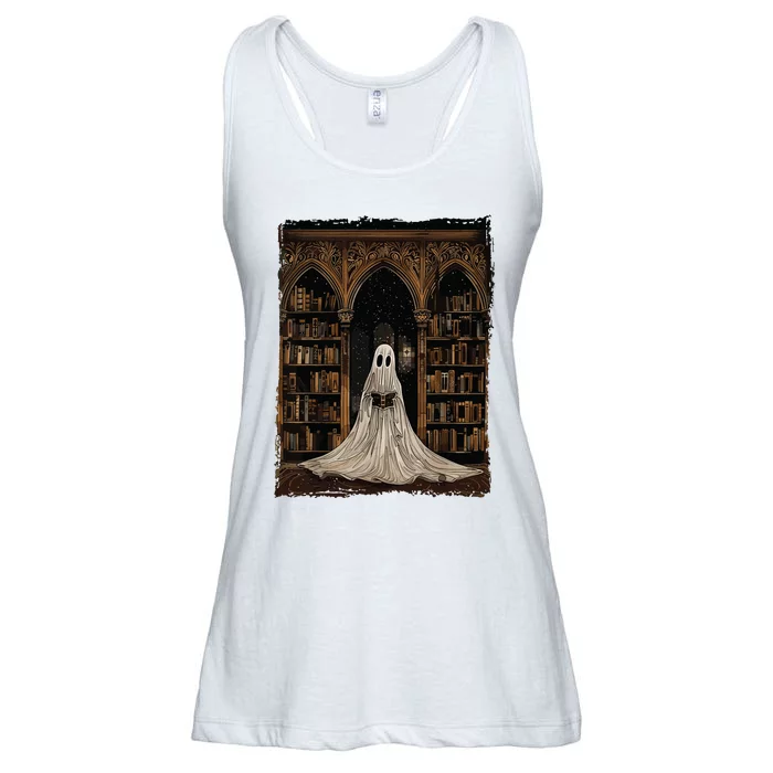 Reading Ghost Library Halloween Librarian Book Lovers Women Ladies Essential Flowy Tank