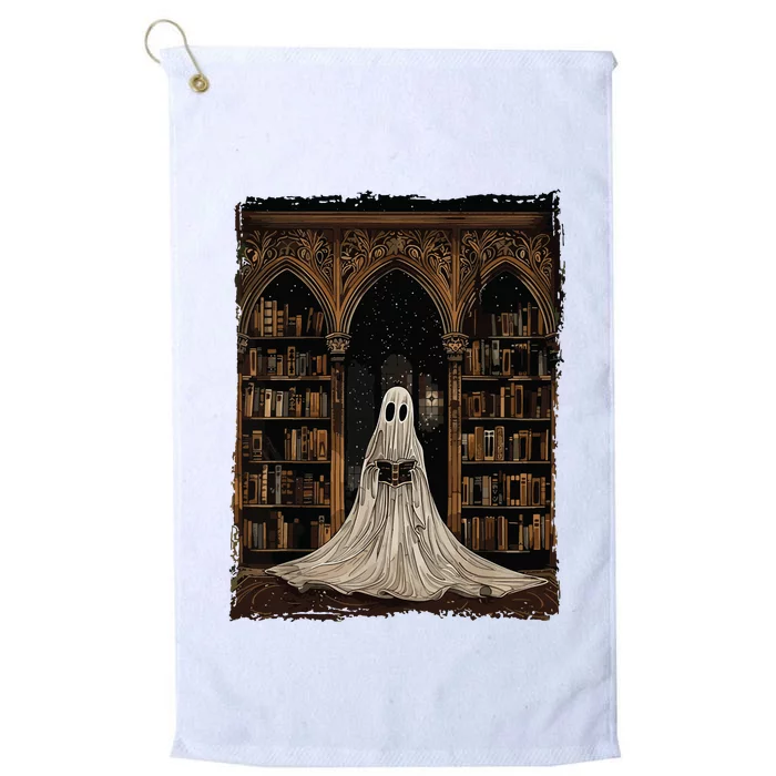 Reading Ghost Library Halloween Librarian Book Lovers Women Platinum Collection Golf Towel