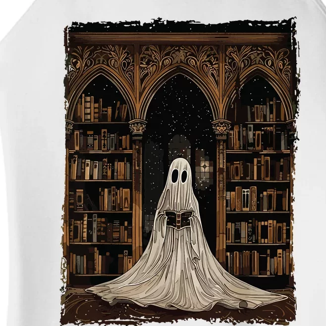 Reading Ghost Library Halloween Librarian Book Lovers Women Women’s Perfect Tri Rocker Tank