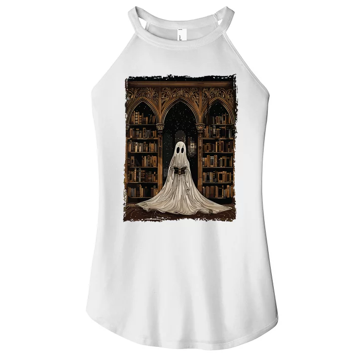 Reading Ghost Library Halloween Librarian Book Lovers Women Women’s Perfect Tri Rocker Tank