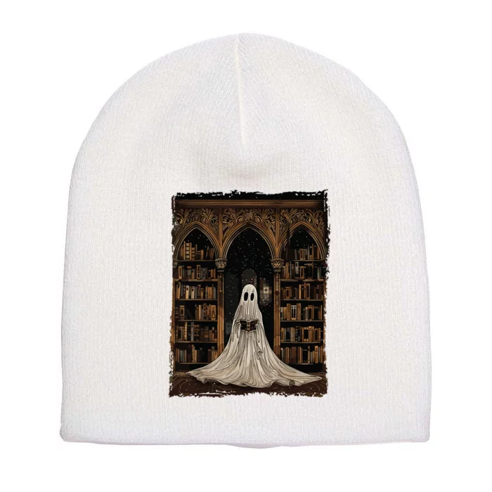 Reading Ghost Library Halloween Librarian Book Lovers Women Short Acrylic Beanie