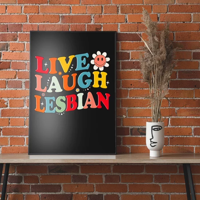 Retro Groovy Lesbian Pride Live Laugh Lesbian Birthday Poster