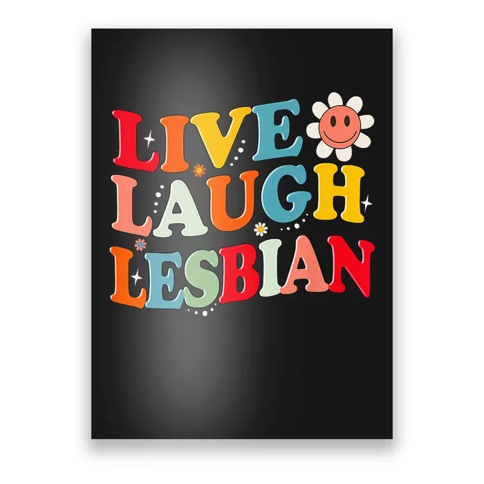 Retro Groovy Lesbian Pride Live Laugh Lesbian Birthday Poster