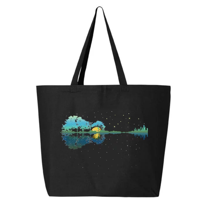 retro Guitar Lake Reflections Night Sky and Moon 25L Jumbo Tote