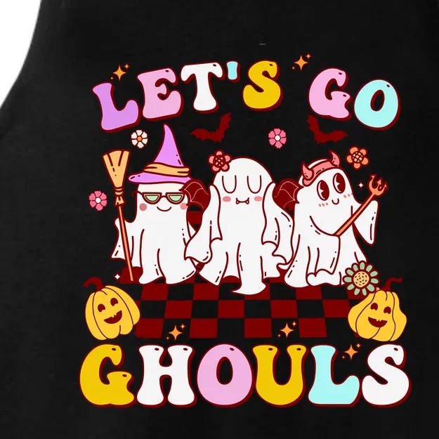 Retro Groovy Lets Go Ghouls Halloween Ghost Outfit Costumes Gift Ladies Tri-Blend Wicking Tank