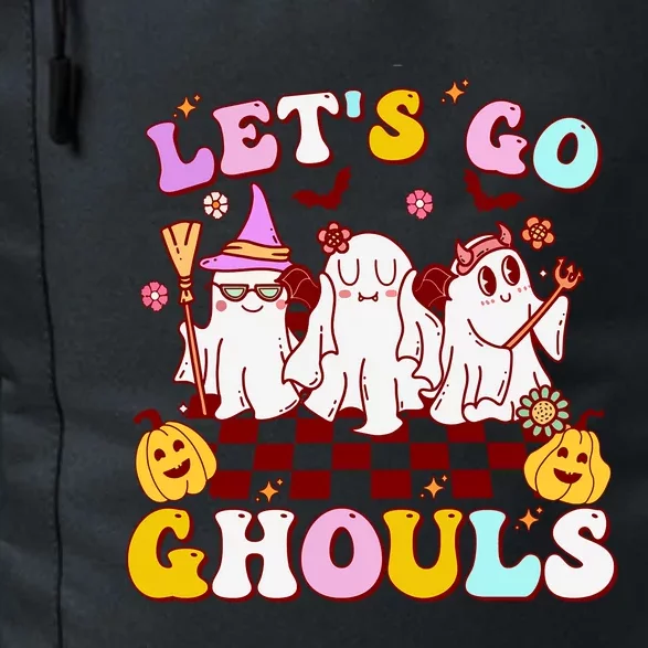 Retro Groovy Lets Go Ghouls Halloween Ghost Outfit Costumes Gift Daily Commute Backpack